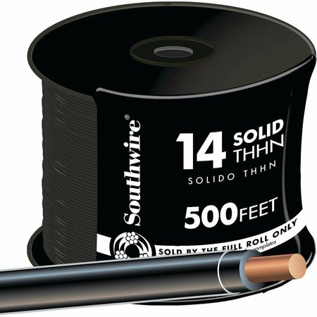 SOUTHWIRE 500 Ft. 14 AWG Solid Black THHN Electrical Wire 11579058